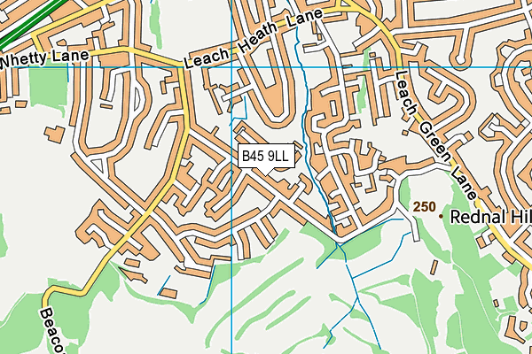 B45 9LL map - OS VectorMap District (Ordnance Survey)