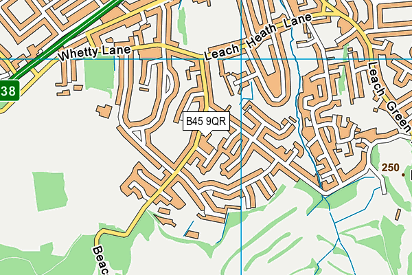 B45 9QR map - OS VectorMap District (Ordnance Survey)