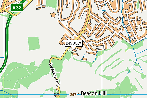 B45 9QW map - OS VectorMap District (Ordnance Survey)