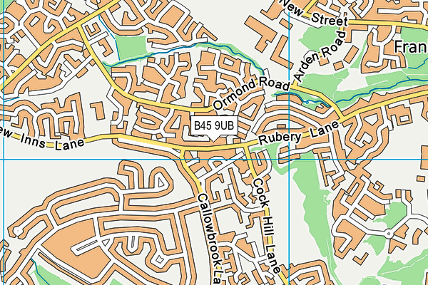 B45 9UB map - OS VectorMap District (Ordnance Survey)
