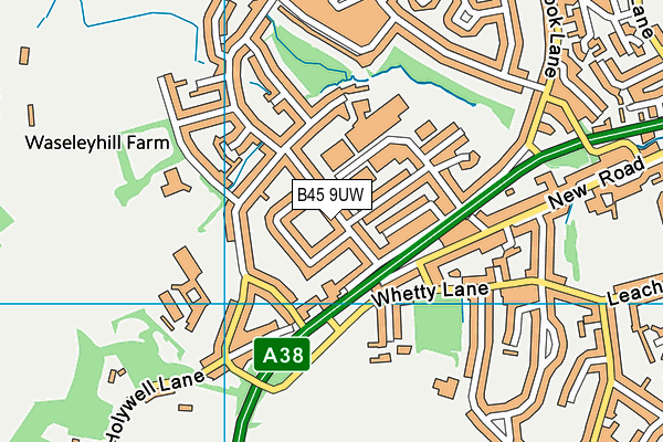 B45 9UW map - OS VectorMap District (Ordnance Survey)