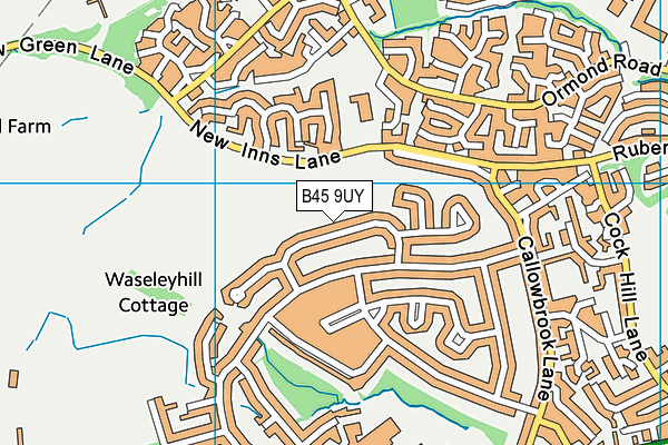 B45 9UY map - OS VectorMap District (Ordnance Survey)