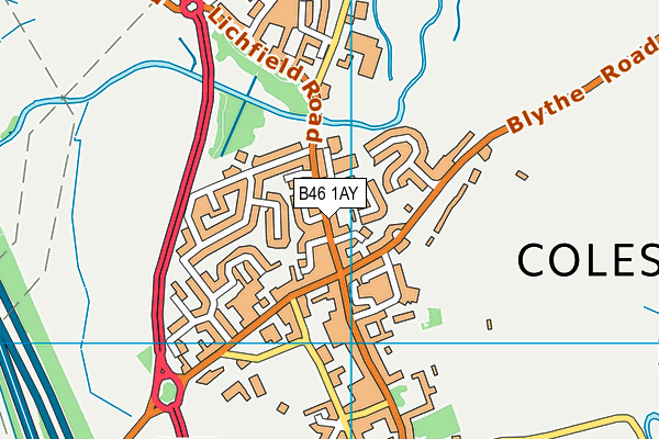 B46 1AY map - OS VectorMap District (Ordnance Survey)