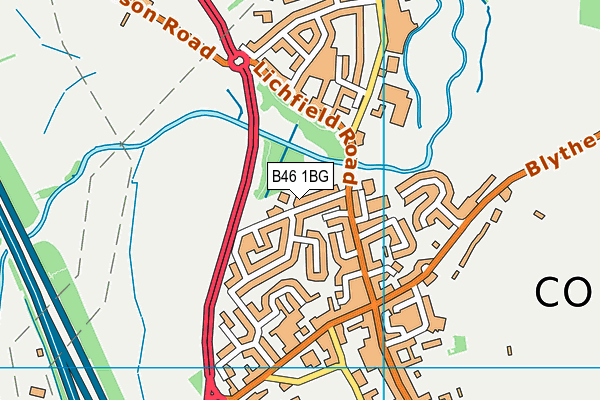 B46 1BG map - OS VectorMap District (Ordnance Survey)