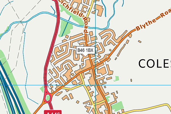 B46 1BX map - OS VectorMap District (Ordnance Survey)