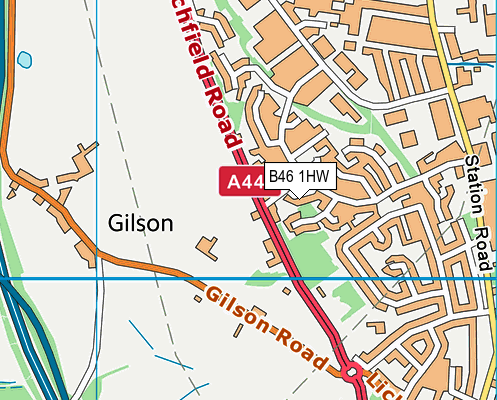 B46 1HW map - OS VectorMap District (Ordnance Survey)