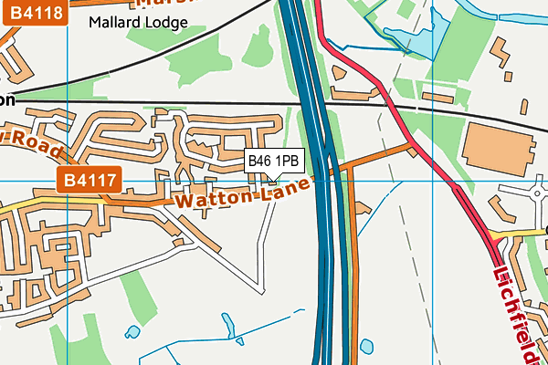 B46 1PB map - OS VectorMap District (Ordnance Survey)