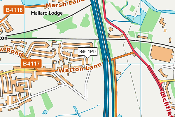 B46 1PD map - OS VectorMap District (Ordnance Survey)