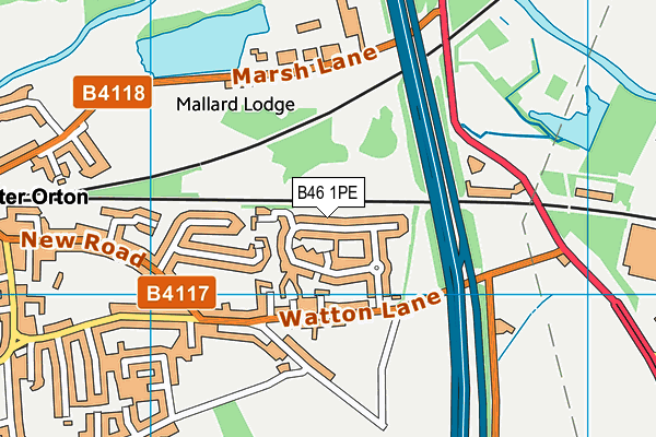 B46 1PE map - OS VectorMap District (Ordnance Survey)