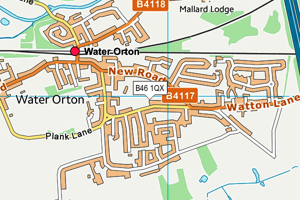 Water Orton Cricket Club map (B46 1QX) - OS VectorMap District (Ordnance Survey)