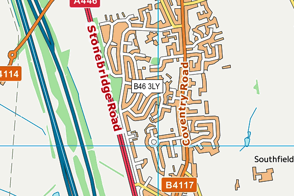 B46 3LY map - OS VectorMap District (Ordnance Survey)