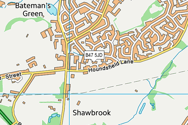 B47 5JD map - OS VectorMap District (Ordnance Survey)