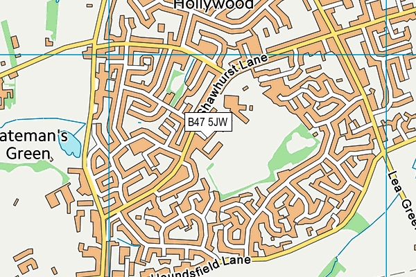 B47 5JW map - OS VectorMap District (Ordnance Survey)