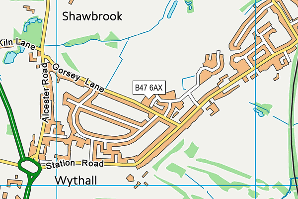 B47 6AX map - OS VectorMap District (Ordnance Survey)