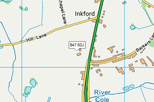 B47 6DJ map - OS VectorMap District (Ordnance Survey)