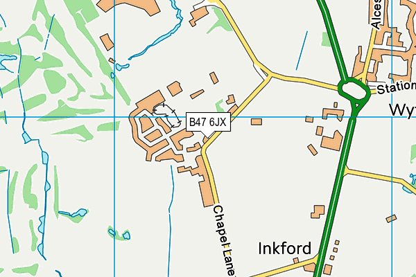 B47 6JX map - OS VectorMap District (Ordnance Survey)