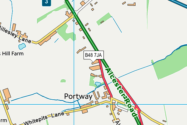 B48 7JA map - OS VectorMap District (Ordnance Survey)