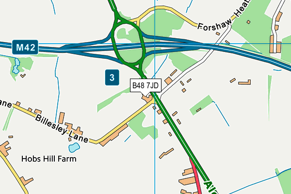 B48 7JD map - OS VectorMap District (Ordnance Survey)