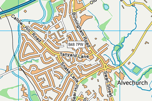 B48 7PW map - OS VectorMap District (Ordnance Survey)