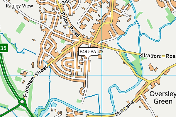 B49 5BA map - OS VectorMap District (Ordnance Survey)