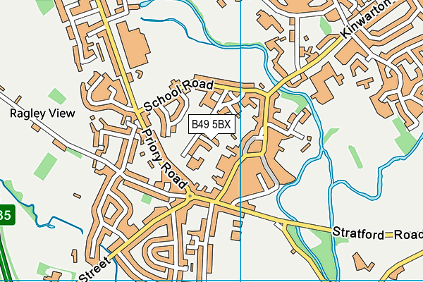 B49 5BX map - OS VectorMap District (Ordnance Survey)