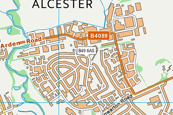 B49 6AS map - OS VectorMap District (Ordnance Survey)