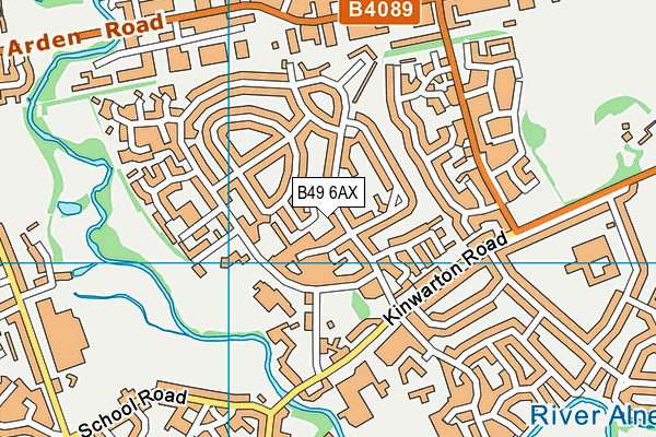 B49 6AX map - OS VectorMap District (Ordnance Survey)