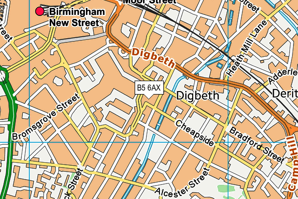 B5 6AX map - OS VectorMap District (Ordnance Survey)