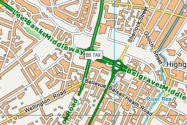 B5 7AX map - OS VectorMap District (Ordnance Survey)