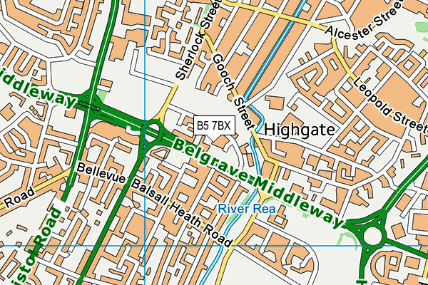 B5 7BX map - OS VectorMap District (Ordnance Survey)