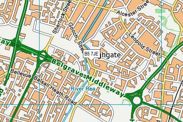 B5 7JE map - OS VectorMap District (Ordnance Survey)