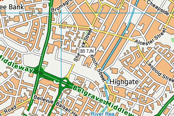 B5 7JN map - OS VectorMap District (Ordnance Survey)