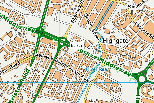 B5 7LY map - OS VectorMap District (Ordnance Survey)