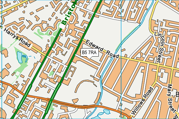 B5 7RA map - OS VectorMap District (Ordnance Survey)