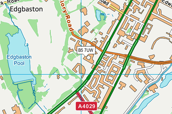 B5 7UW map - OS VectorMap District (Ordnance Survey)