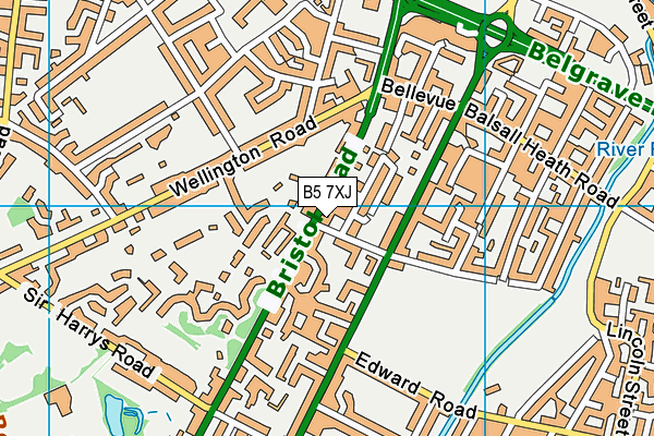 B5 7XJ map - OS VectorMap District (Ordnance Survey)
