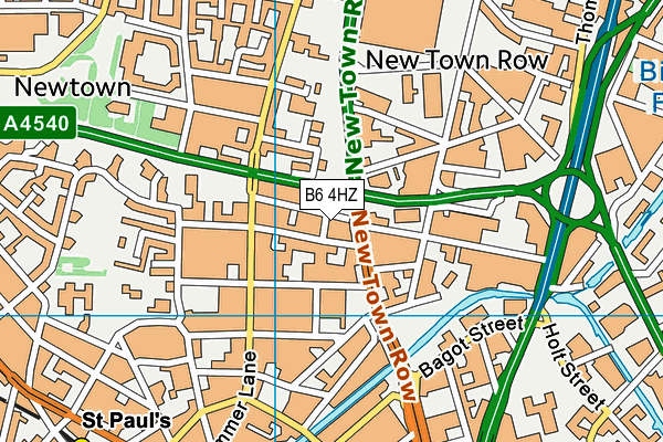 B6 4HZ map - OS VectorMap District (Ordnance Survey)