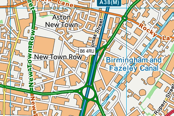 B6 4RU map - OS VectorMap District (Ordnance Survey)