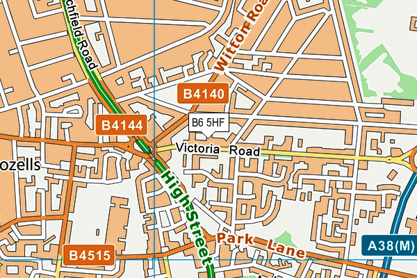 B6 5HF map - OS VectorMap District (Ordnance Survey)