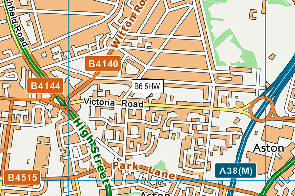 B6 5HW map - OS VectorMap District (Ordnance Survey)