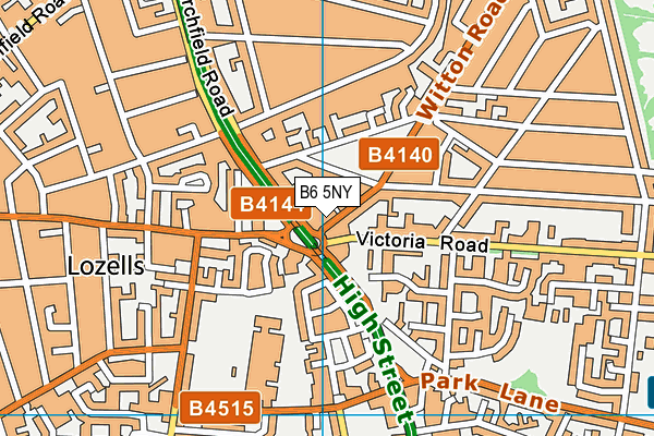 B6 5NY map - OS VectorMap District (Ordnance Survey)