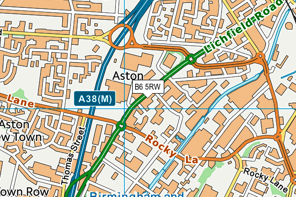 B6 5RW map - OS VectorMap District (Ordnance Survey)