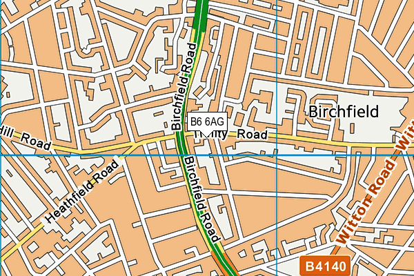 B6 6AG map - OS VectorMap District (Ordnance Survey)