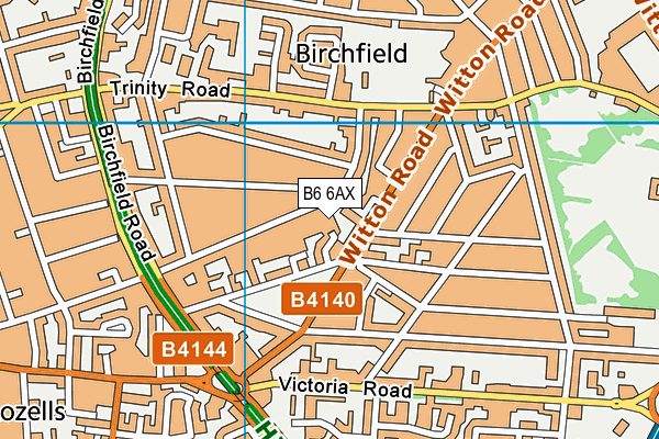 B6 6AX map - OS VectorMap District (Ordnance Survey)