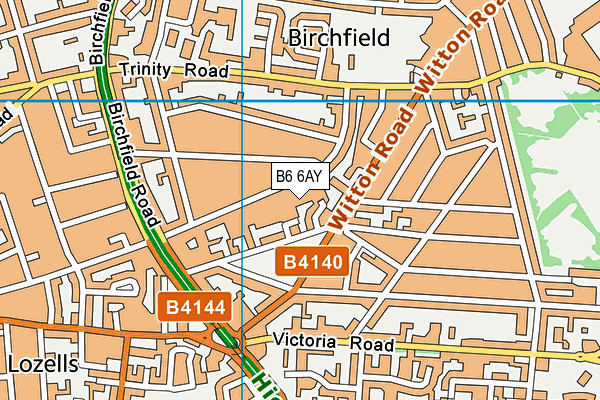 B6 6AY map - OS VectorMap District (Ordnance Survey)