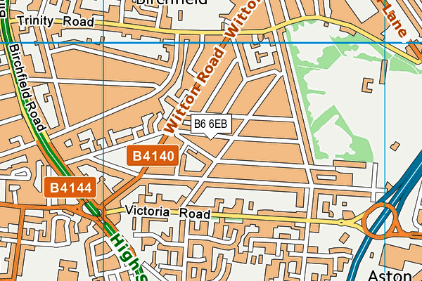 B6 6EB map - OS VectorMap District (Ordnance Survey)