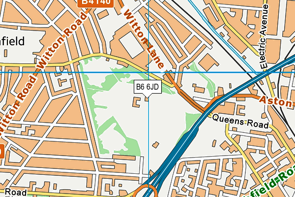 Aston Park Pavilion And Pitches map (B6 6JD) - OS VectorMap District (Ordnance Survey)