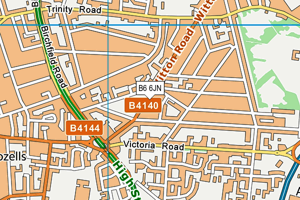 B6 6JN map - OS VectorMap District (Ordnance Survey)