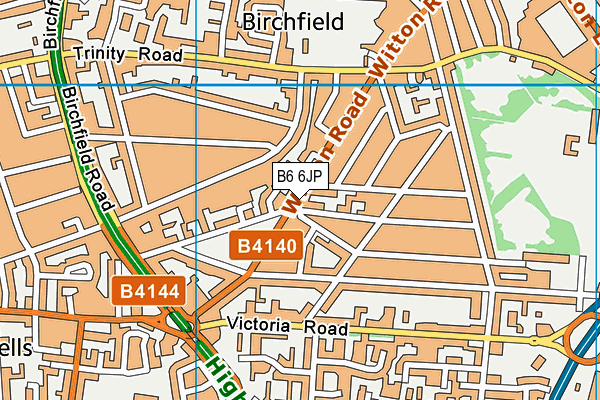 B6 6JP map - OS VectorMap District (Ordnance Survey)