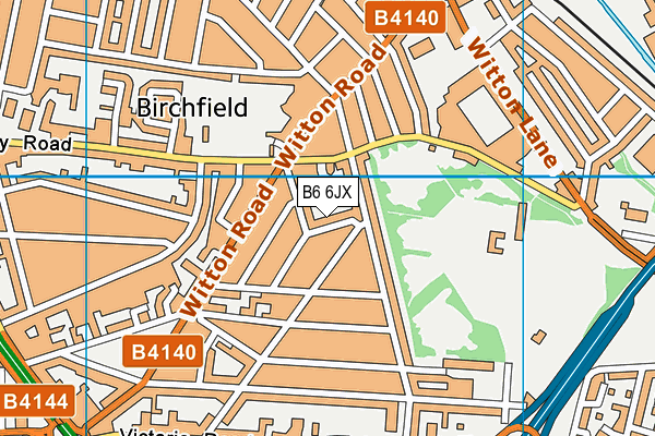 B6 6JX map - OS VectorMap District (Ordnance Survey)